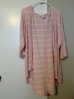 LuLaRoe Pink and White Striped Top